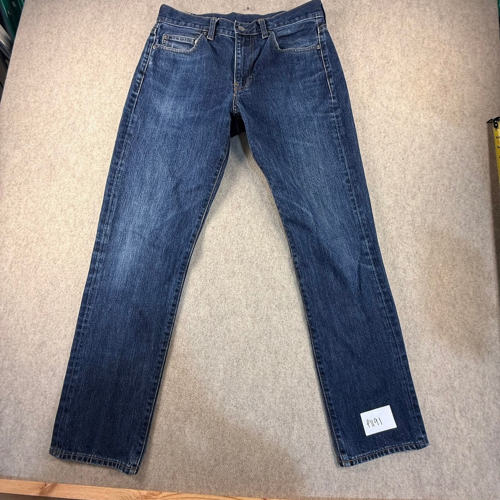 J.Crew 770 Straight Fit Jeans Mens 32x32 Dark Wash Blue 100% Cotton Denim